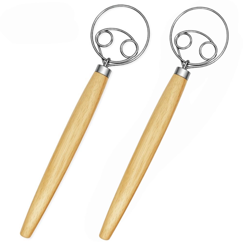 Danish Dough Mixer Mixer Mixer Cake Dessert Bread Pizza Pastry Food Hand kitchenware Tools Stainless Steel and Wooden 3 Packs Different Models-image-38