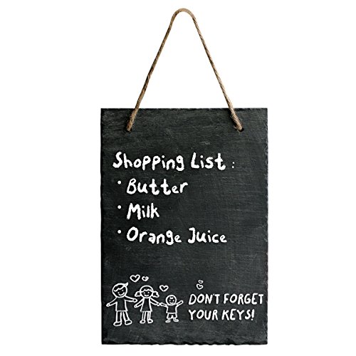 Sweese 3201 Slate Chalkboard Sign - Frameless with Vintage Rope, 12 x 8 Inches
