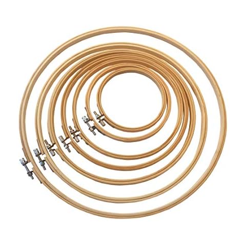 7 Pieces 5 inch to 14 inch( 5"/6"/8"/9"/10"12"/14")Embroidery Hoops Set Wooden Round Bulk Bamboo Circle Cross Stitch Hoop Round Ring for Art Craft Handy Sewing Wall Decoration Wedding Decoration Garla Cover