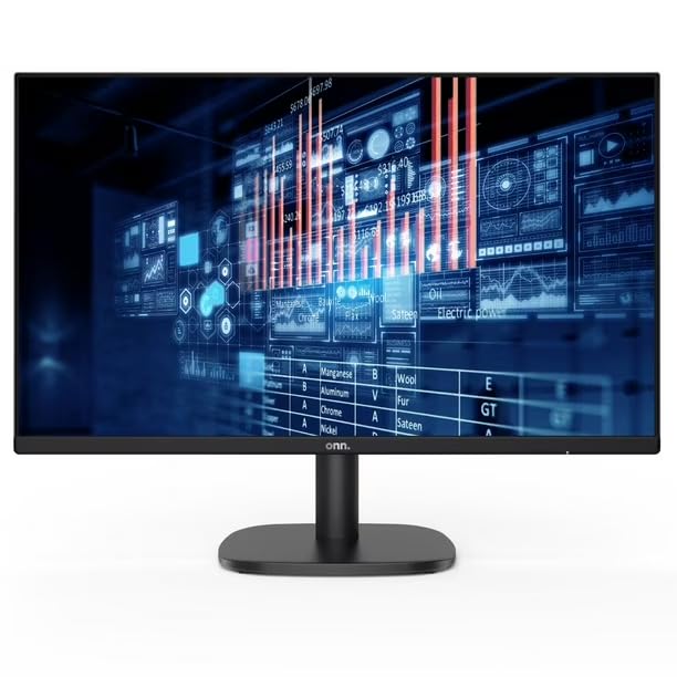 ONN 22-inch FHD LED Monitor displaying data graphics