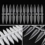 240Pcs/Set False Fake Nails Tips Manicure Sharp End False Nails Long Cuspidal Stiletto Nail Tip Clear Black French Salon Acrylic Artificial Fake Nail Display Practice Tools (Clear)
