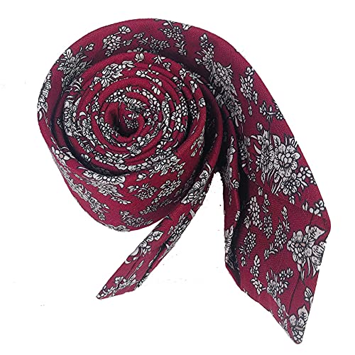 Image of Mantieqingway Men's Cotton Floral Neck Tie 2.56'' Printed Skinny Tie