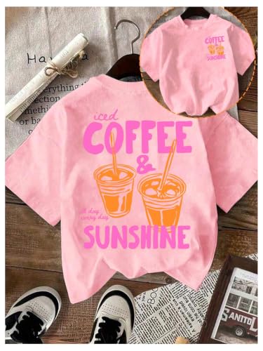 Image of RoseSeek Women's Graphic Letter Tee Crew Neck Drop Shoulder Trendy Summer T Shirt Short Sleeve Vintage Car Print Top
