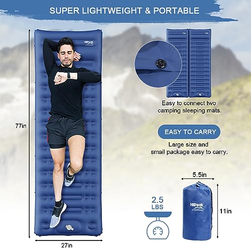 Image of HiiPeak Sleeping Pad for Camping- Ultralight Inflatable Sleeping Mat with Built-in Foot Pump & Pillow, Upgraded Compact Camping Air Mattress for Camping, Backpacking, Hiking (CM07 Blue)