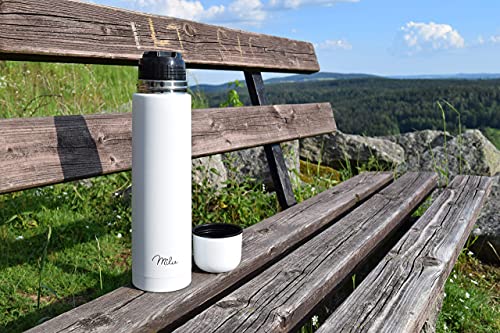 Milu Termo de café 1l - Botella térmica aislada, Frasco de Vacío de Acero Inoxidable, Sin BPA - Doble Pared Aislamiento… - Imagen 6