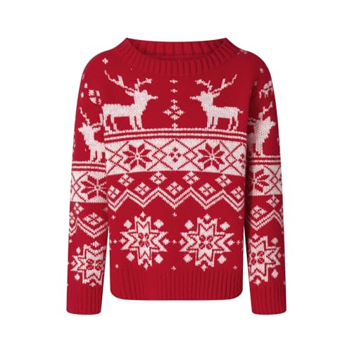Family Christmas Sweaters Reindeer Snowflakes Matching Ugly Christmas Sweater Long Sleeve Holiday Knitted Pullover2