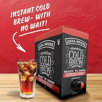 Java House Cold Brew Coffee on Tap (Pack of 2) Premium 100% Arabica Dark Roast Smooth Espresso Flavor with Dark Chocolate Notes 1 Gallon Box (16 Servings) Ready to Drink, No Brewing Required, Fridge-Friendly
