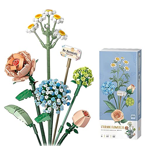 LUFEIS Blumenstrauß Bausteine, Künstliche Blumen, 646 Klemmbausteine DIY...