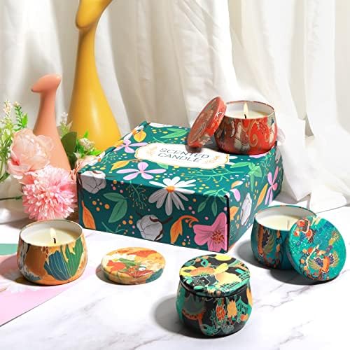 Scented Candles Gifts for Women 4 Pack, Canned Scented Candles with Natural Soy Wax, Home Garden Outdoor Scented Candles for Birthday Party,Anniversary,Valentine's Day,Dinner,Mother's Day,Bath