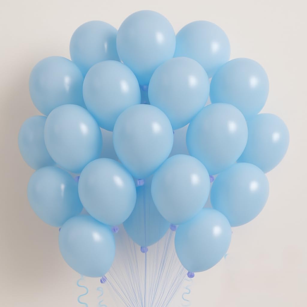 Flyloons Blue Pastel Balloons Pack of 50 for birthday decoration items also suitable Baby Shower, Anniversary, Wedding, Celebration, Party