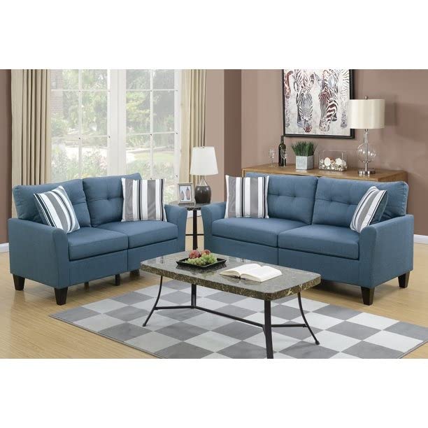 Serena 2+2 Seater Fabric Sofa Set for Living Room (Blue)-image-26