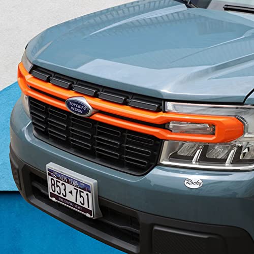 Image of TOYCIDFG Front Grille Cover Trim Strips Compatible with Ford Maverick 2022 2023 2024 2025 Truck Grille Trim Strips Cover Frame Car Decoration Accessories (Orange)