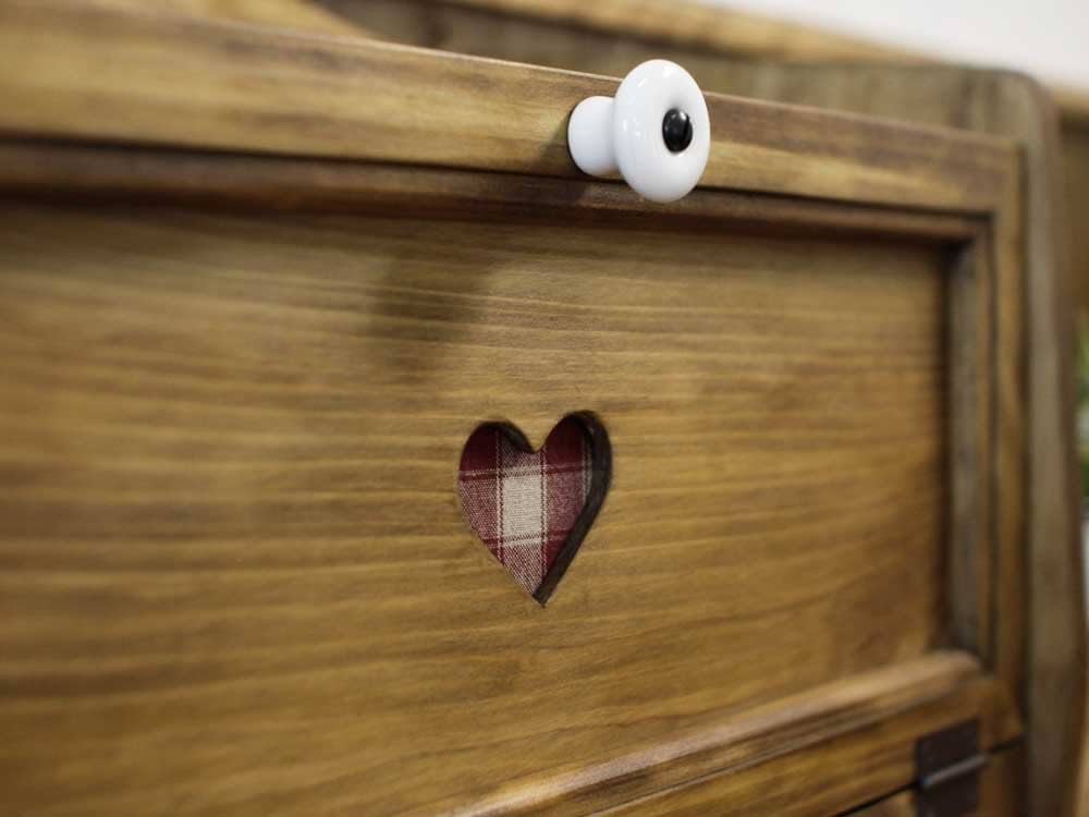 カントリー家具 ブレッドケース ウッドボックス パイン材 ハート透かし カントリー家具 ブレッドケース ウッドボックス パイン材 ハート透かし