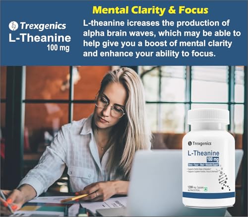 Image of Trexgenics L-THEANINE 100 mg Stress, Focus, Mood, Relaxation Support (120 Veg Capsules)