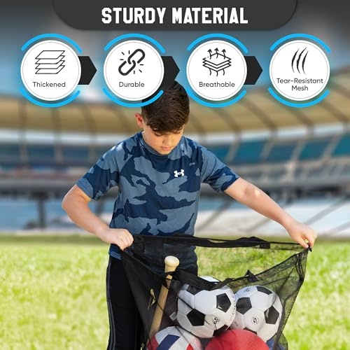 Handy Laundry 5708 Mesh Ball Bag - Equipment Bag To Transport Soccer, Basketball, Football, Volleyball Sporting Gear. Adjustable Shoulder Strap thumb #3