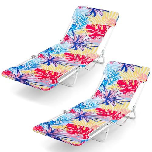 GYMAX 2Pcs Folding Beach Chairs