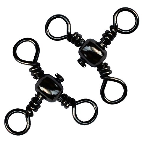 Luengo 100pcs Three Way Barrel Fishing Swivels Triple Rolling Fishing Connector (100pcs 4#)