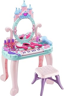 Yamyannie Juguete de Tocador para Niños Los Juguetes con secador de Pelo Juguete Princesa Dresser Chica ambientador for niños Mesa de Maquillaje Infantil para Chicas (Color : Pink, Size : 74x29x44cm)