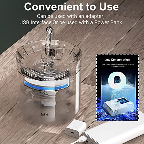 Fuente automática para beber gatos 1.8 L transparente miniatura 5