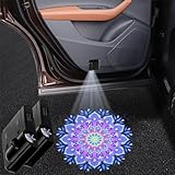 2PCS No Fade Car Door Lights,Mandala Purple Lotus Door Lights Logo Projector LED Shadow Bulb Welcome Lamp,Mandala Car Accessories Gifts for Women,Suitable for All Brands Vehicles