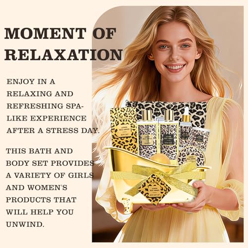 Image of Spa Kit Gifts Basket for Women, Honey & Almond Bath & Body Gift Basket, Body Skin Care Set, Self Care Pampering Kit, Travel Multi Cosmetic Bag, Home Spa, Birthday, Mother Day, Bridal Shower