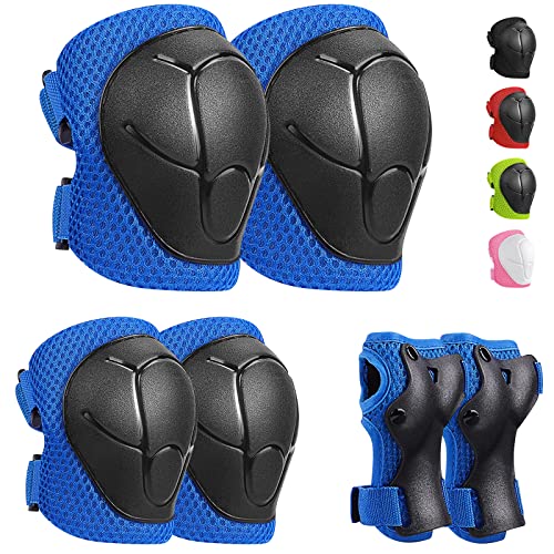 Kit Protection Enfant 6 En 1 Réglable – Genouillères, Coudières & Protège-Poignets Pour Patin, Skate, Trottinette & Vélo (3-8 Ans)
