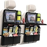 URPOW 2 Pzs Organizadores de Asiento Trasero,Protector de Asientos para Auto,11 Bolsillos Organizador para Auto con Comedor...