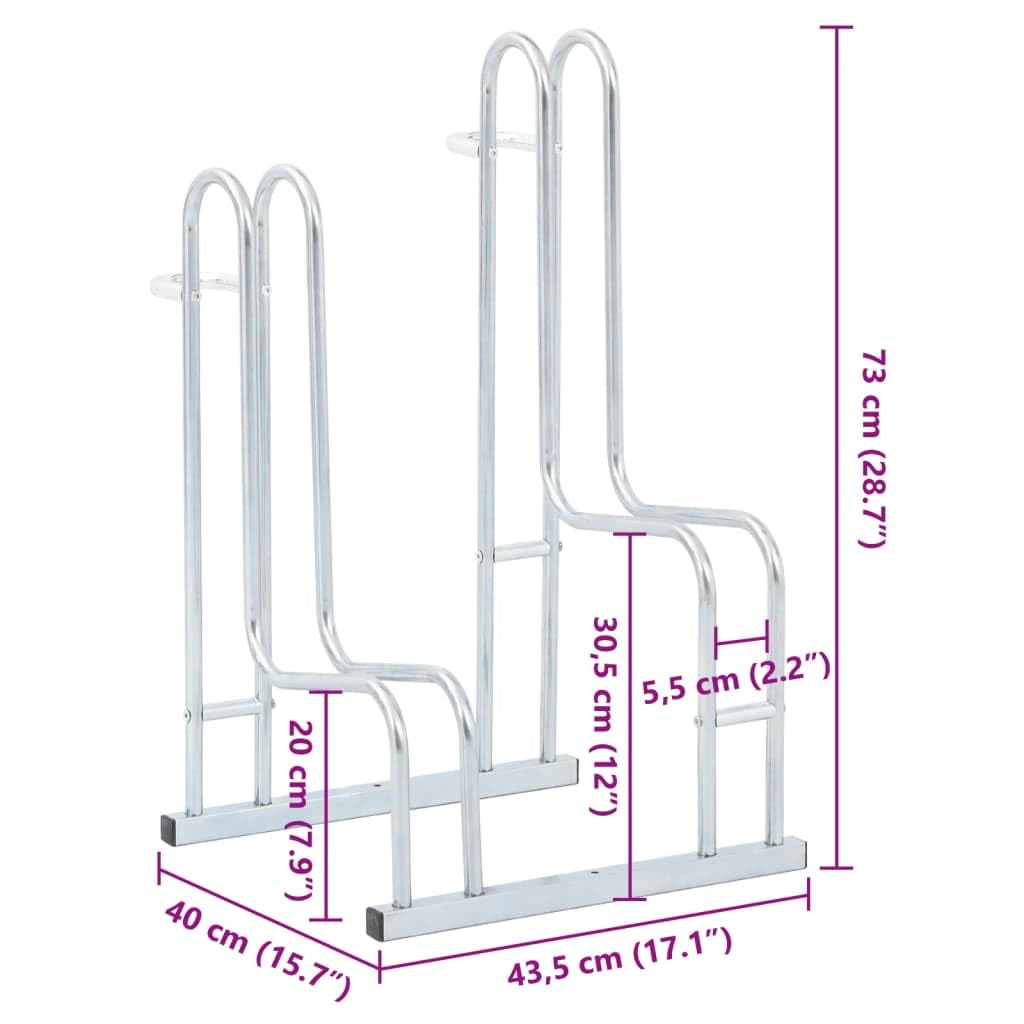 Soporte de bicicleta para bicicleta (2 bicicletas, acero galvanizado, Bastidor de bicicletas)