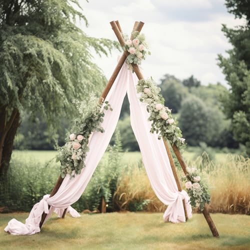 Image of 30 inch x 20Ft Wedding Arch Draping Fabric, 1 Panel Blush Sheer Curtain Drapes Extra Wide & Long Backdrop Curtains for Wedding Arch Ceremony Birthday Party Decorations