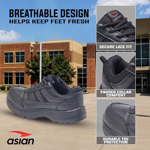 Image of ASIAN Expo-31 Lace School Shoes for Kids | Comfortable School Shoes for Boys & Girls with Soft Cushioning, Durable Upper, Secure Lace Fit & Steady Grip Sole