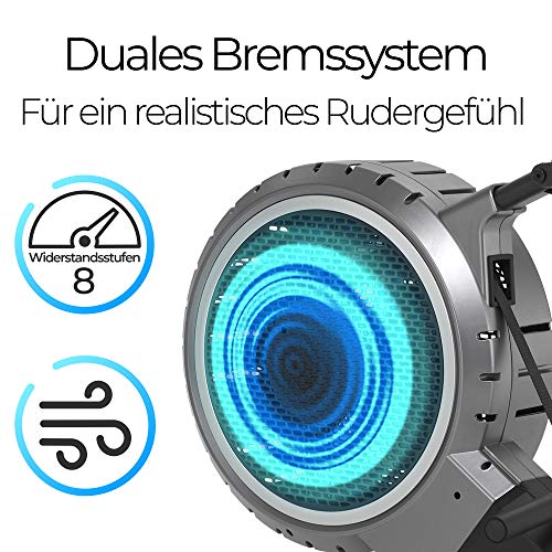 MAXXUS Rudergerät 7.4 - Klappbar, Verstellbar, Magnetbremssystem, Luftwiderstand, 8 Stufen, 120 kg, LCD, Kugelgelagerter… – Bild 3
