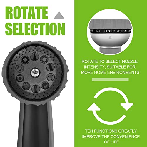 Gardtech Garden Hose Nozzle, 10 Adjustable Patterns Heavy Duty Water Nozzle With Trigger Lock Hook, Water Hand Sprayer For Garden, Lawn, Car Washing, Showering Pets (Grey) #TOP3