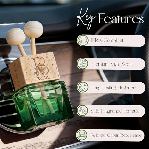 Image of BSOUL Lemongrass Car Air Vent Clip 8ml Pack Of 2 | Natural Fresh Citrus Aroma | Long-Lasting AC Vent Car Perfume | Stress Relief, Mood Booster & Mosquito Repellent | Premium Liquid Fragrance (Green)