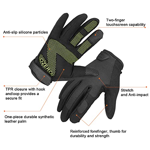 OZERO Gartenhandschuhe | Arbeitshandschuhe | Mechaniker Handschuhe mit Touchscreen Fingern - für Herren & Damen - für Garten Arbeit - Grün - Groesse M - Image 3