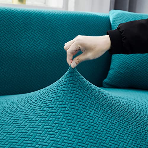 Housse de canapé universelle 1 place en velours extensible gris anthracite