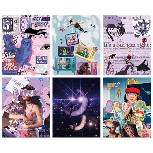 BDSHUNBF Juego de 6 Pósteres Portada de Álbum de Música Olivia, Póster de Música, Cubierta de Álbum, Cantante Póster, Pósteres Artísticos, Lienzo Estético, Arte de Pared, Sin Marco