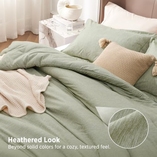 Image of Bedsure Queen Comforter Set - Olive Green Soft Bedding for All Seasons, Cationic Dyed Bed Set, 3 Pieces, 1 Queen Size Comforter (90 inchx90 inch) and 2 Pillow Shams (20 inchx26 inch+2 inch)