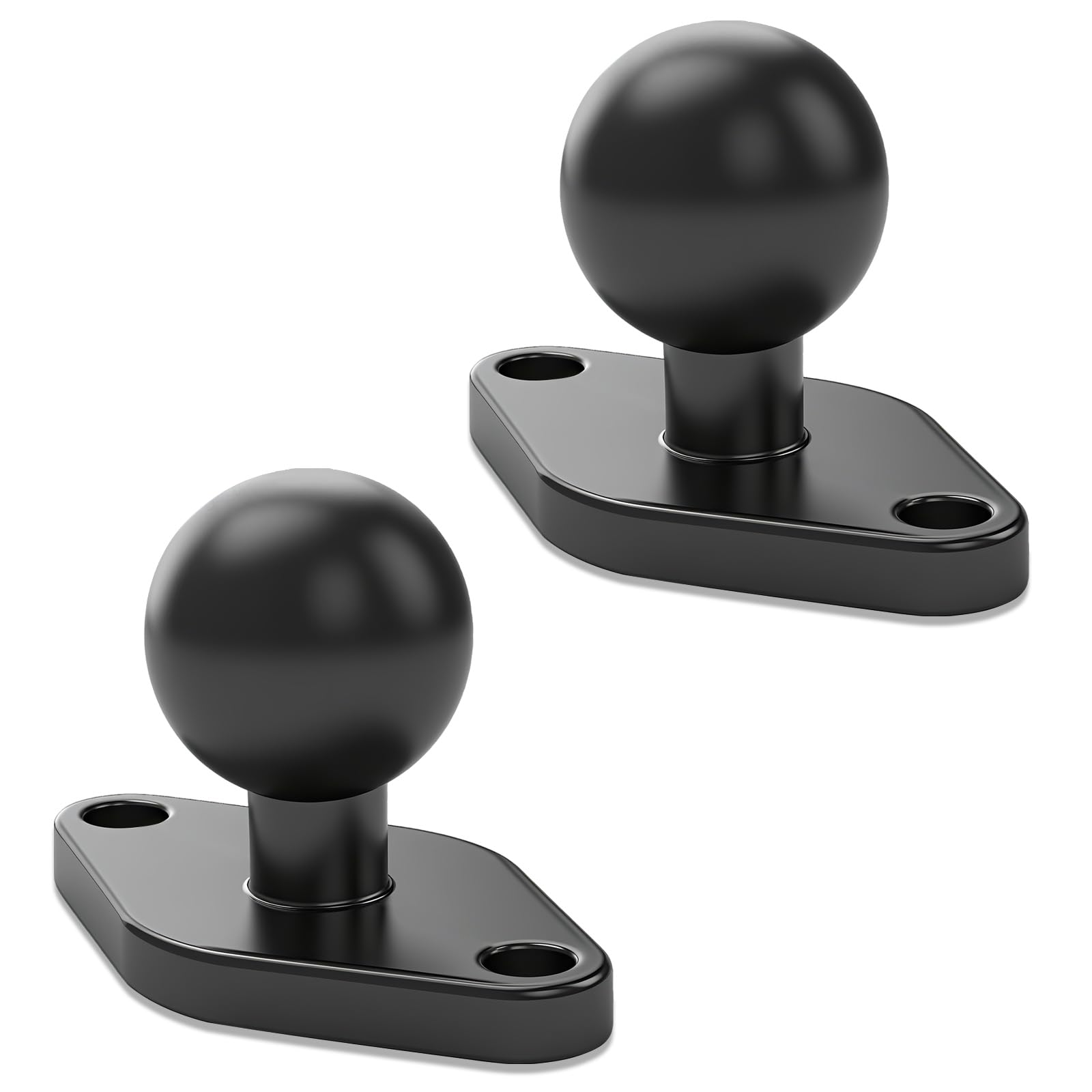 2 Pack 1'' Ball Mount with Aluminum Alloy Base, Standard AMPS Hole Pattern, Compatible with RAM Mounts B Size 1 inch Ball Double Socket Arm