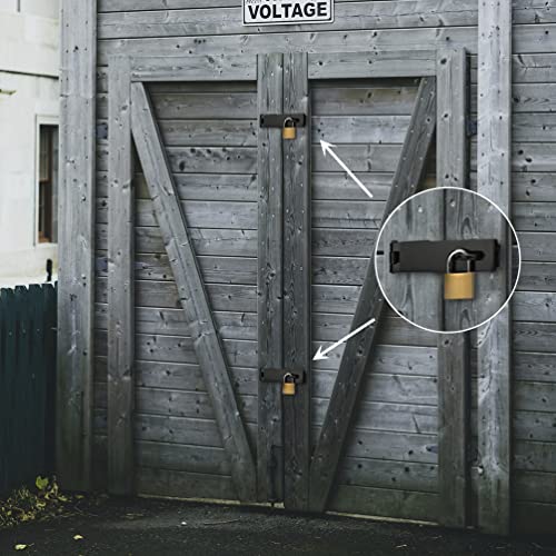 Sankins 7-1/2" Heavy Duty Door Lock Hasp Latch, 1/8" Thicker Iron Gate Hasp Latches Safety Packlock Clasp Locking With Lengthen Screws For Outdoor Doors, Gates, Shed, Drawers, Cabinets, Black #TOP4