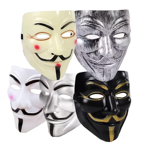NEVSETPO V for Vendetta Mask, Guy Fawkes Anonymous Hackers Mask for Halloween Masquerade Cosplay Costume Parties