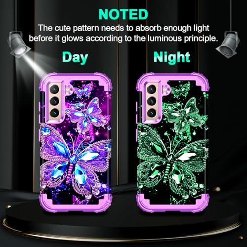 Miqala for Galaxy S21 5G Case,Glow in The Dark Three Layer Heavy Duty Shockproof Full Body Protection Hard Plastic Bumper+Soft Silicone Case for Samsung Galaxy S21 6.2 inch,Dark by Miqala - Used condition - Image 3