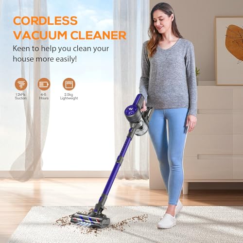 Cordless Vacuum Cleaner, Stick Vacuum with 2200mAh Powerful Lithium Batterie, Up to 30 Mins Runtime, 4 in 1 Lightweight Vacuum Cleaner for Home Hardwood Floors(Light Purple)