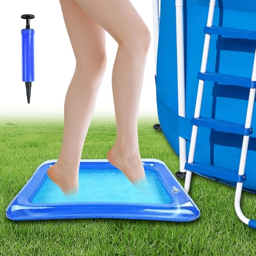 Aufblasbares Fußbecken 45x60 cm mit Pumpe Fußbadewanne Pool aus PVC Faltbar & Wiederverwendbar Klein Pool Zubehör für Hygiene Geeignet für Gartenpool und Haustiere