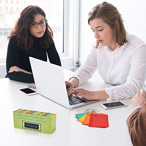 Wopeite Blank Flash Dispenser Box Cards With Rings In Assorted Colors 1000 Index Cards Single Hole Punched With 5 Rings,3.07 X 2.1 Inches #TOP4