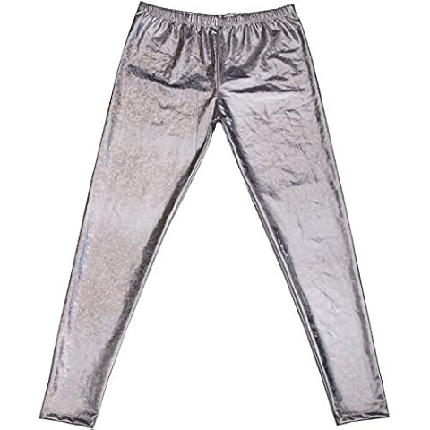 Cherry-on-Top Silver Mens Metallic Trousers Meggings Large Pride Disco Clubbing Cover