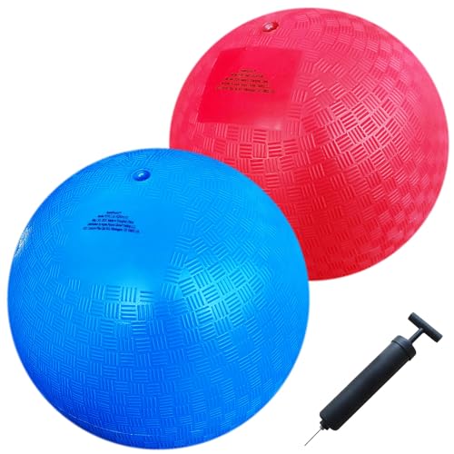 AppleRound 10-inch Dodgeball Playground Balls Pack of 2 Balls with Pump Official Size for Dodge Ball Handball Camps and Schools Blue & Red