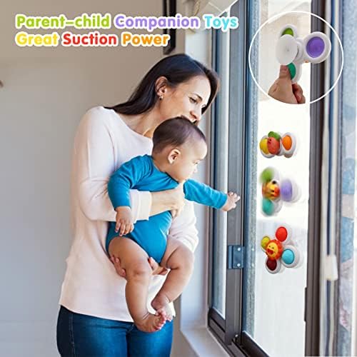AIUOKYA Suction Cup Spinner Toys, Simple Dimple Suction Toy with Silicone Bubbles Kids for Bath and Window, Suction Cup Spinner Baby Toys for 1+ Years Old