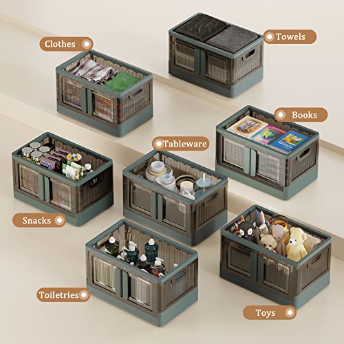 Klonvs Storage Bins With Lids, Stackable Storage Bins With Wheels & Folding Plastic Storage Boxes 3 Set, Collapsible Storage Containers For Closet Office Organizing, Clothes, Toys, Books, 8.4 Gallons #TOP3