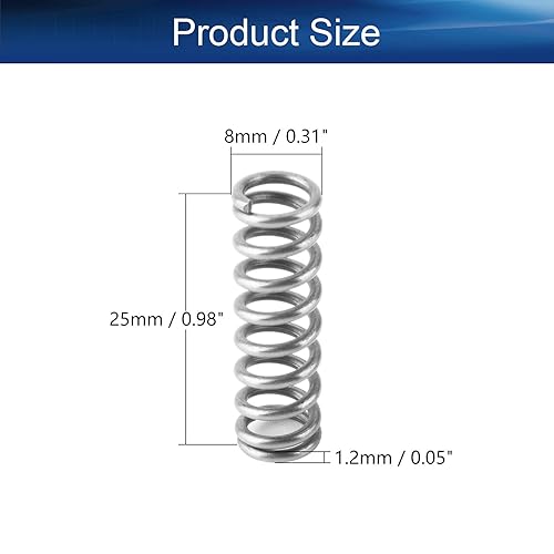 Miniatura 42 de Bettomshin 20 muelles comprimidos, 0.01 pulgadas de diámetro de alambre x 0.12 pulgadas de diámetro x 0.59 pulgadas de longitud libre, construcción