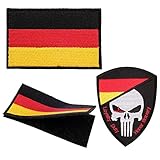 Deutschland Flagge Patch Klett 2 Stücke, Germany Flag Patch, Bestickter Aufnäher Mit Klettverschluss, Militär Klettbänder Airsoft Patch Klett Aufkleber Für Rucksäcke Abzeichen Klettbänder